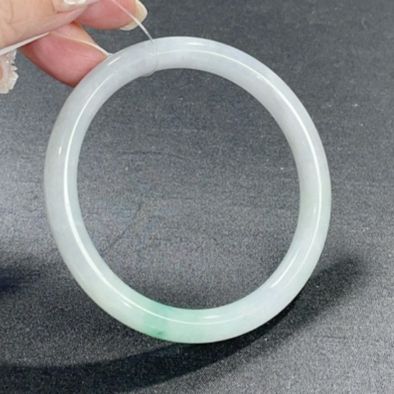 《Always9168輕奢珠寶》 41天然緬甸A貨翡翠冰紫飄陽綠色花60mm+圓條送台證-細節圖9