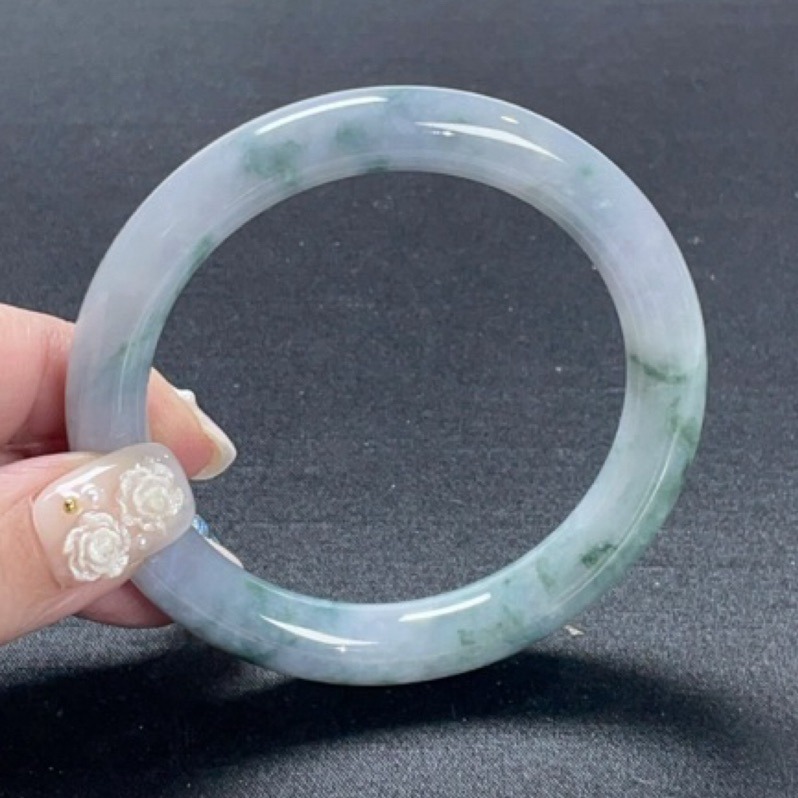 《Always9168輕奢珠寶》 B37天然緬甸A貨翡翠冰紫底飄花莫奈花園54.3mm圓條送台證-細節圖4