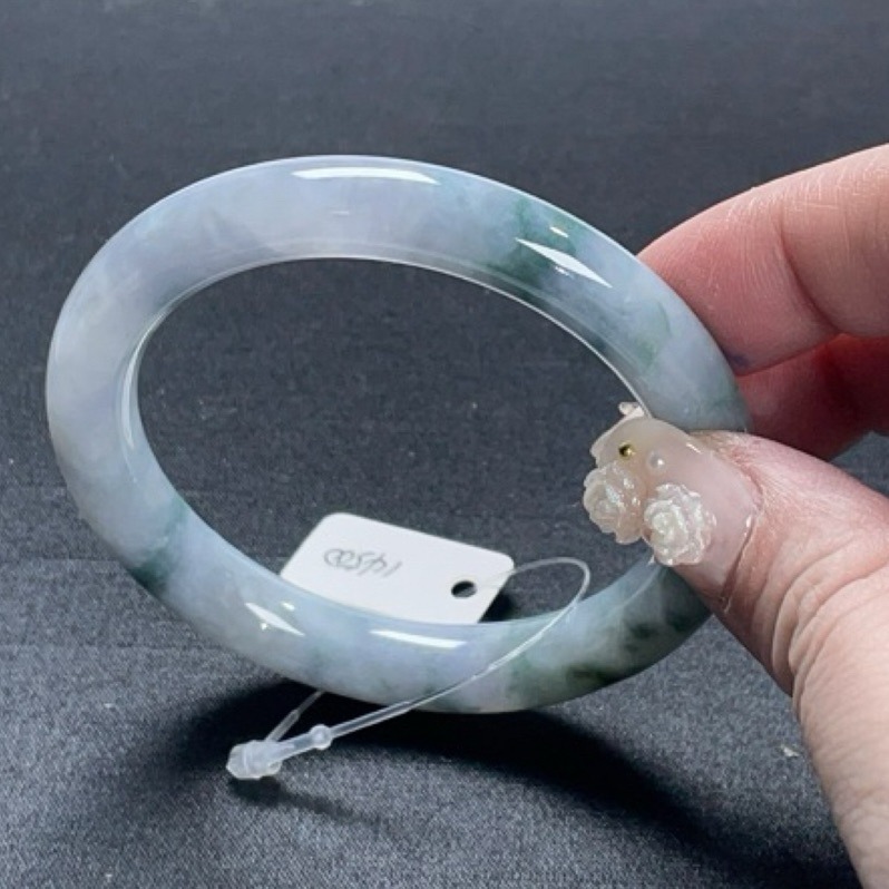 《Always9168輕奢珠寶》 B37天然緬甸A貨翡翠冰紫底飄花莫奈花園54.3mm圓條送台證-細節圖7