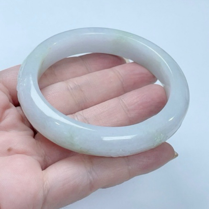 《Always9168輕奢珠寶》A36天然緬甸A貨翡翠手鐲冰紫底膠條果綠漸層正圈55圈口台證平安鐲-細節圖7