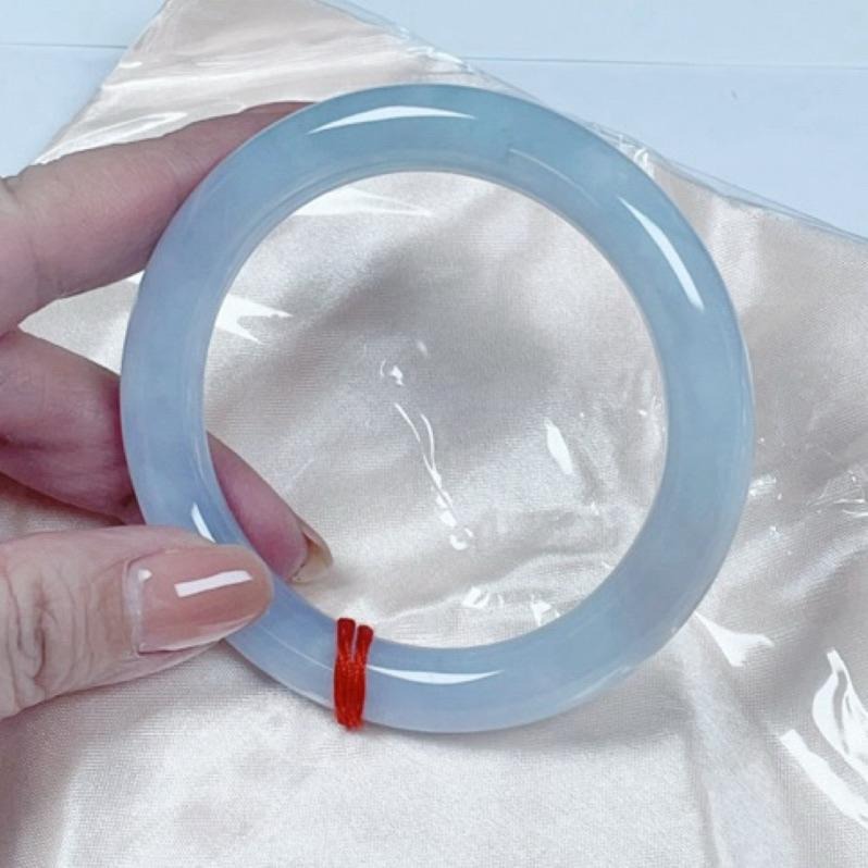 《Always9168輕奢珠寶》A02天然緬甸A貨翡翠手鐲冰膠瑪瑙底紫羅蘭55mm圓條鐲台證-細節圖3