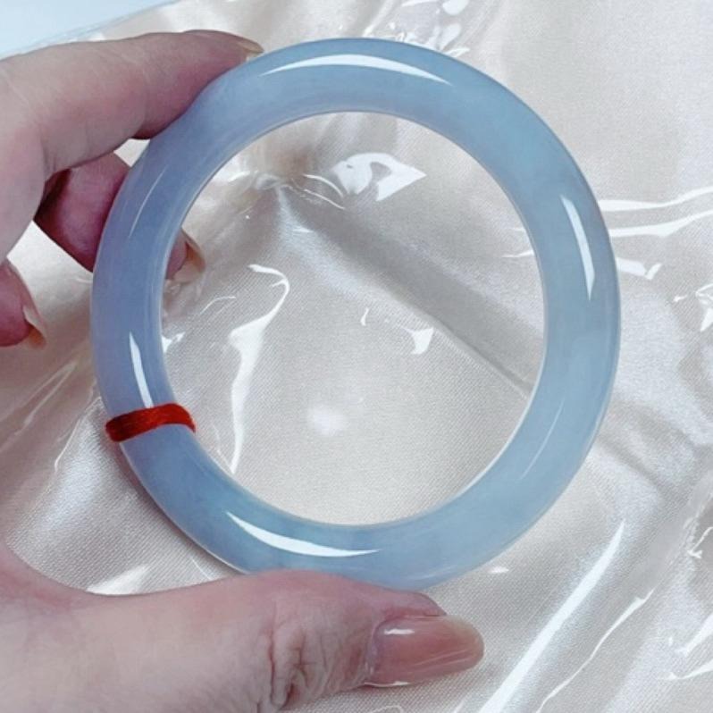 《Always9168輕奢珠寶》A02天然緬甸A貨翡翠手鐲冰膠瑪瑙底紫羅蘭55mm圓條鐲台證-細節圖4