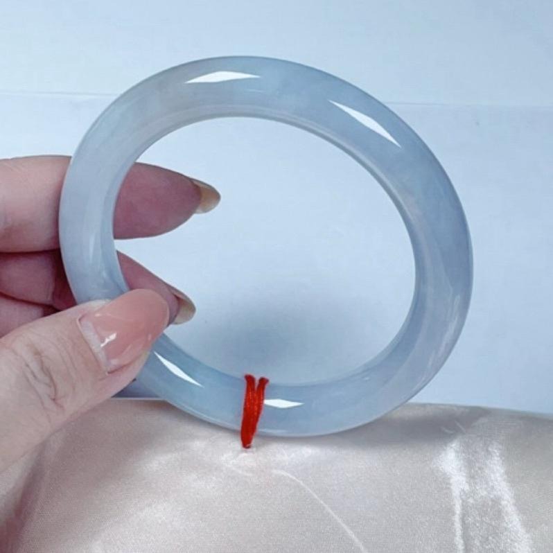 《Always9168輕奢珠寶》A02天然緬甸A貨翡翠手鐲冰膠瑪瑙底紫羅蘭55mm圓條鐲台證-細節圖5