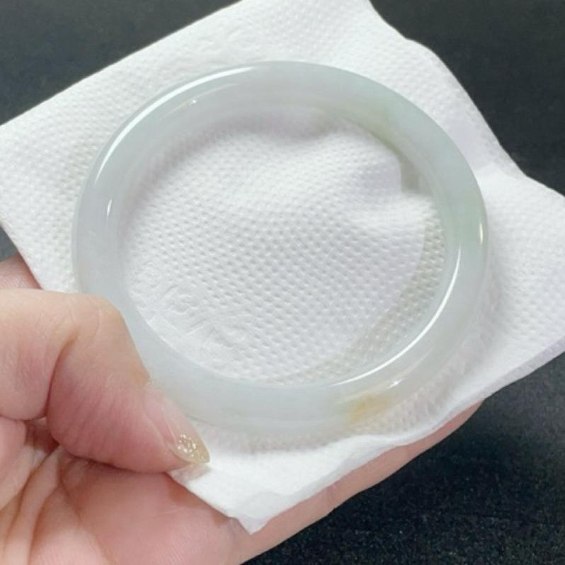 《Always9168輕奢珠寶》A45天然緬甸A貨翡翠手鐲冰粉膠小清新飄花冰潤圓條58.5圈口台證-細節圖6