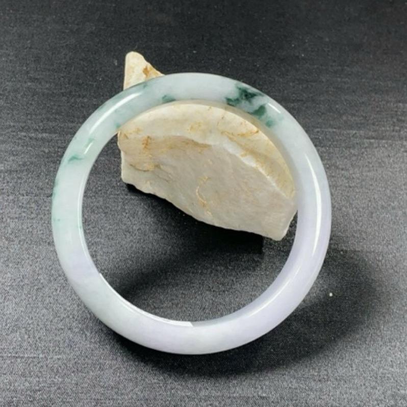 《Always9168輕奢珠寶》J78天然緬甸A貨翡翠手鐲紫羅蘭飄花57mm平安鐲正圈台證-細節圖3