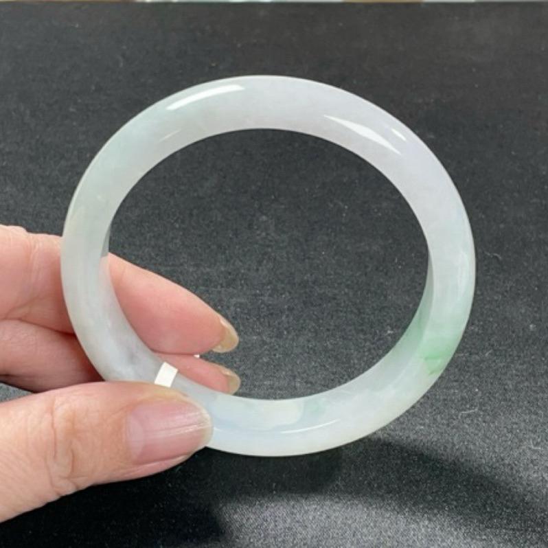 《Always9168輕奢珠寶》A75天然緬甸A貨翡翠手鐲冰粉膠飄花平安鐲59mm台證-細節圖3