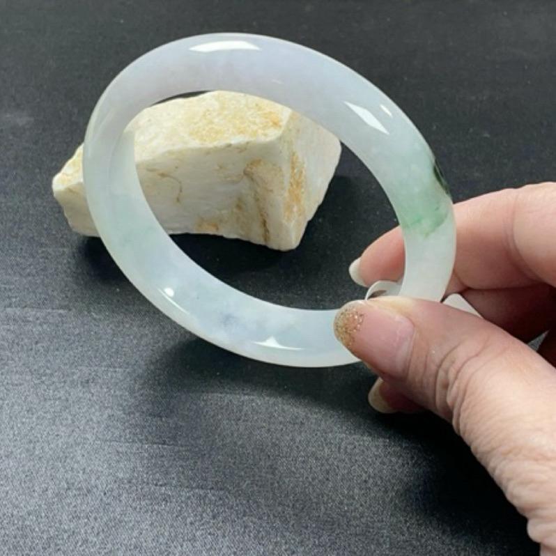 《Always9168輕奢珠寶》A75天然緬甸A貨翡翠手鐲冰粉膠飄花平安鐲59mm台證-細節圖8
