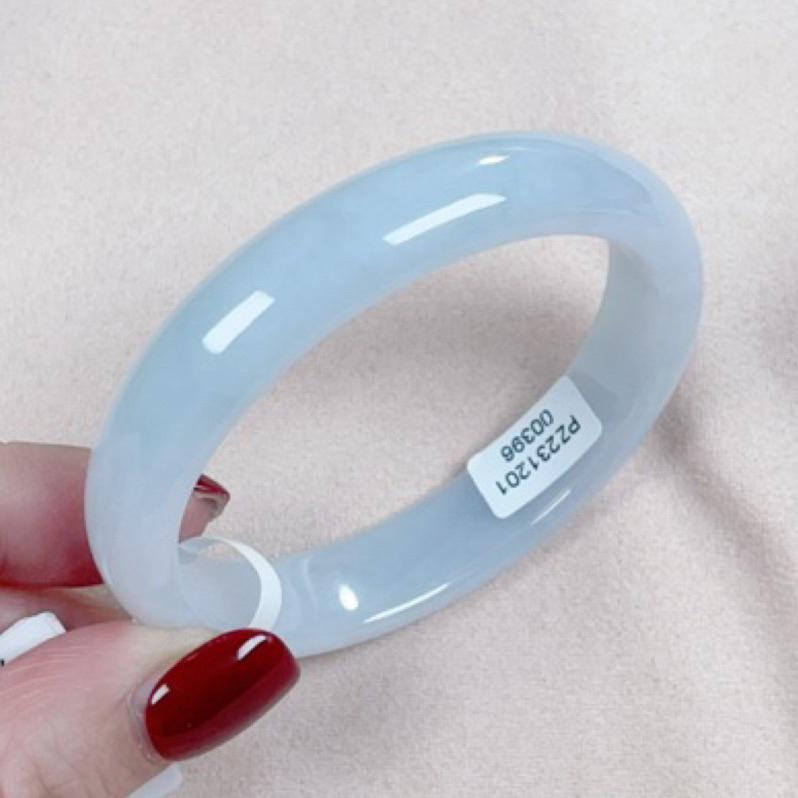 《Always9168輕奢珠寶》J38天然緬甸A貨翡翠手鐲 冰起膠完美 冰水藍貴妃鐲 圈口54+ 附台灣鑑定證書-細節圖7