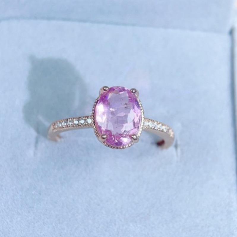 《Always9168輕奢珠寶》J45天然彩色寶石 巴西粉碧璽戒指 2克拉 四爪鑲嵌 S925銀全淨體-細節圖6