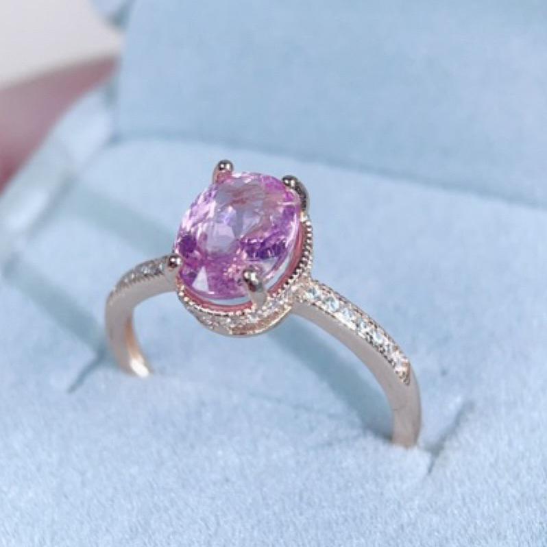 《Always9168輕奢珠寶》J45天然彩色寶石 巴西粉碧璽戒指 2克拉 四爪鑲嵌 S925銀全淨體-細節圖8
