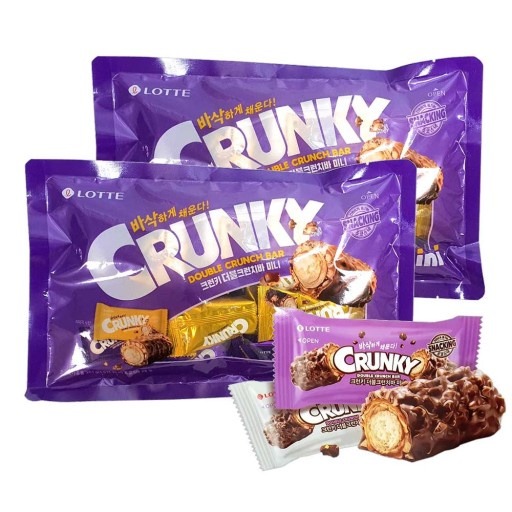 零散單包賣場 現貨 LOTTE CRUNKY 迷你雙倍香脆巧克力棒 單個 隨身小點 單包嘗鮮 內餡 顆粒 巧克力-細節圖2