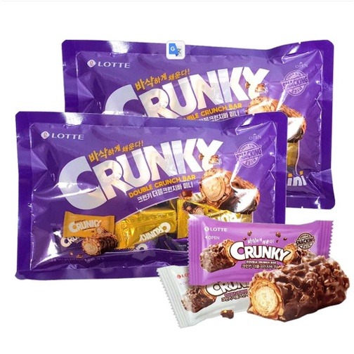 零散單包賣場 現貨 LOTTE CRUNKY 迷你雙倍香脆巧克力棒 單個 隨身小點 單包嘗鮮 內餡 顆粒 巧克力-細節圖5