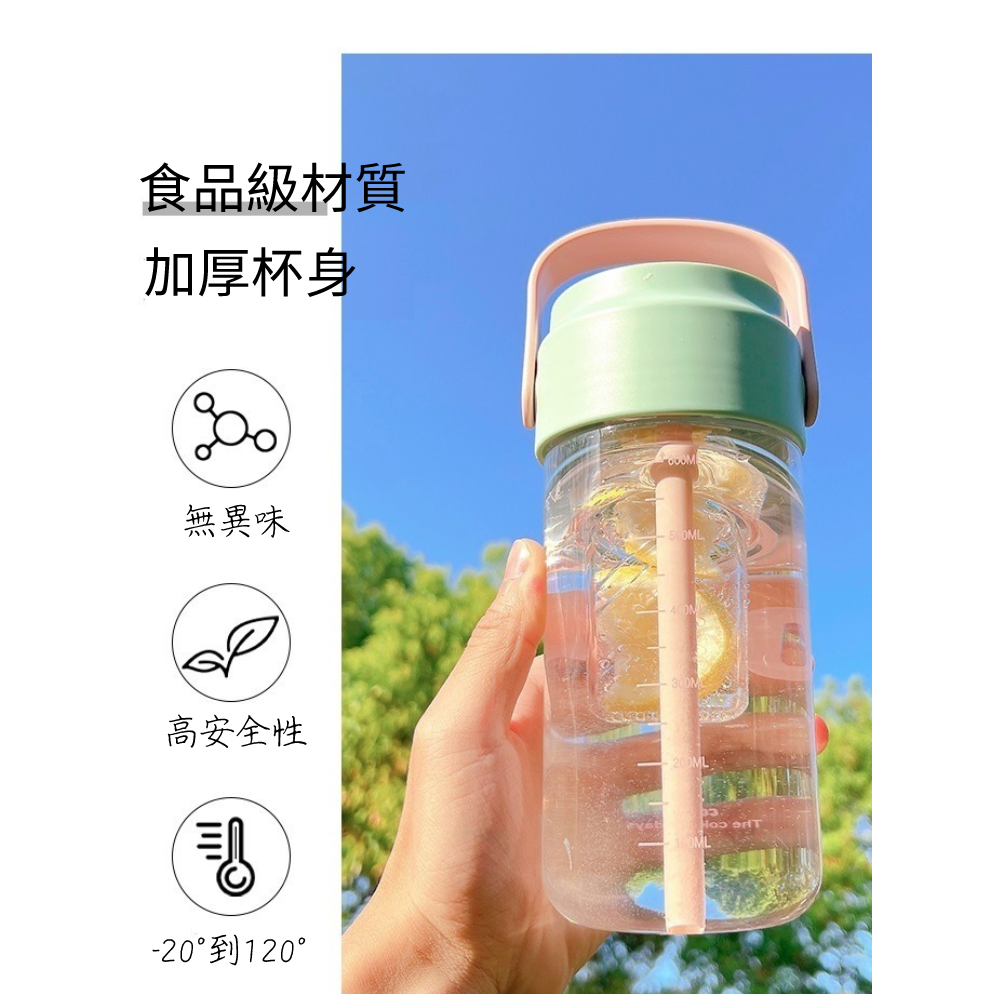 茶杯 獨立茶倉 800ml 水果茶杯 水杯直飲吸管 便攜提手 ins風格 人氣 顏值水杯-細節圖2