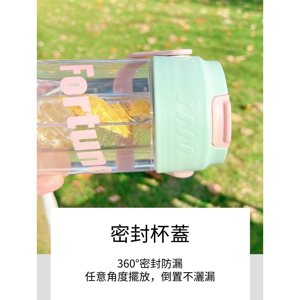 茶杯 獨立茶倉 800ml 水果茶杯 水杯直飲吸管 便攜提手 ins風格 人氣 顏值水杯-細節圖3