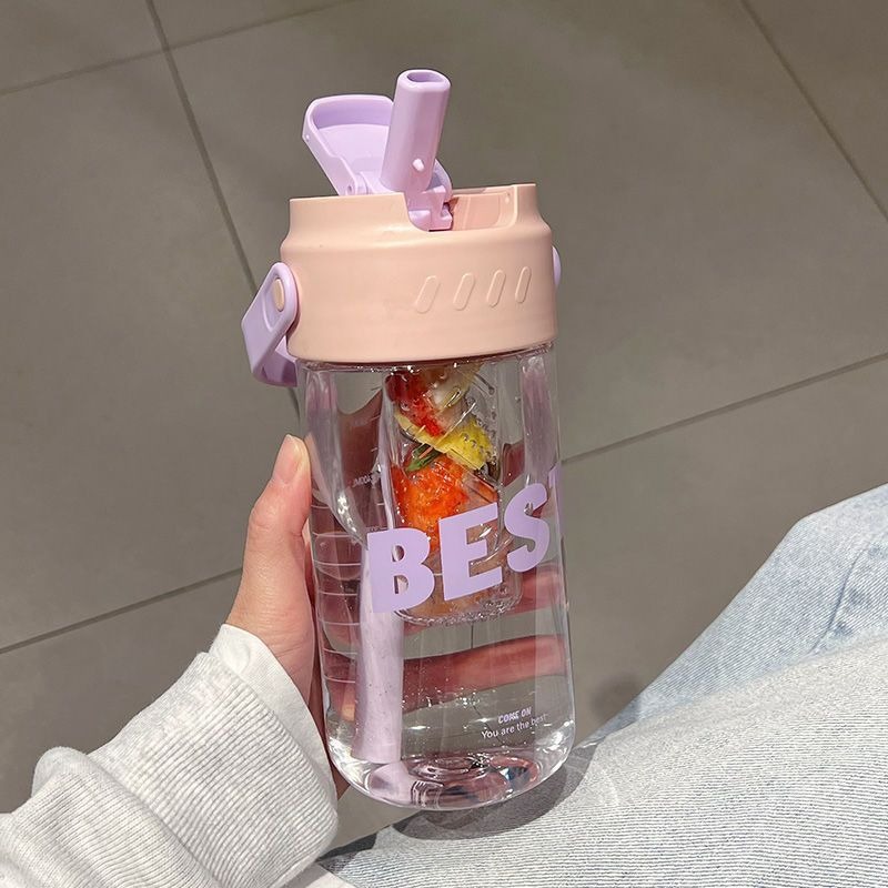 茶杯 獨立茶倉 800ml 水果茶杯 水杯直飲吸管 便攜提手 ins風格 人氣 顏值水杯-規格圖7