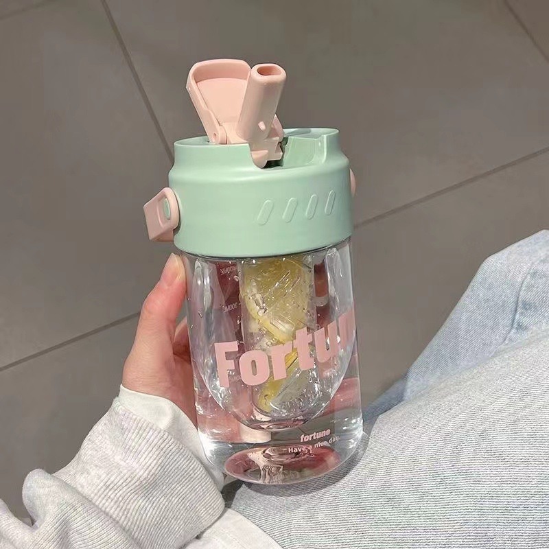 茶杯 獨立茶倉 800ml 水果茶杯 水杯直飲吸管 便攜提手 ins風格 人氣 顏值水杯-規格圖7