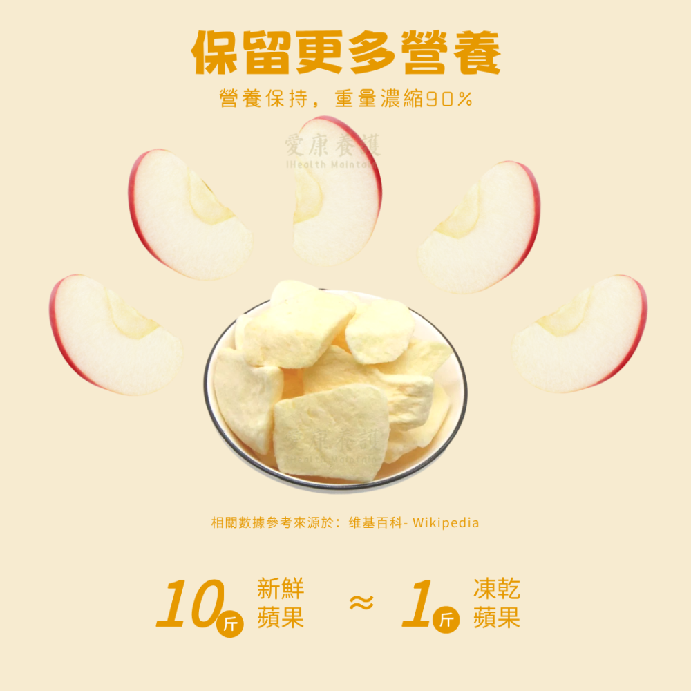 一然健康 蘋果乾 果乾 水果乾 蘋果凍乾 蘋果果乾 無糖水果乾 天然果乾 果蔬脆 綜合果乾 水果凍乾 無添加-細節圖3