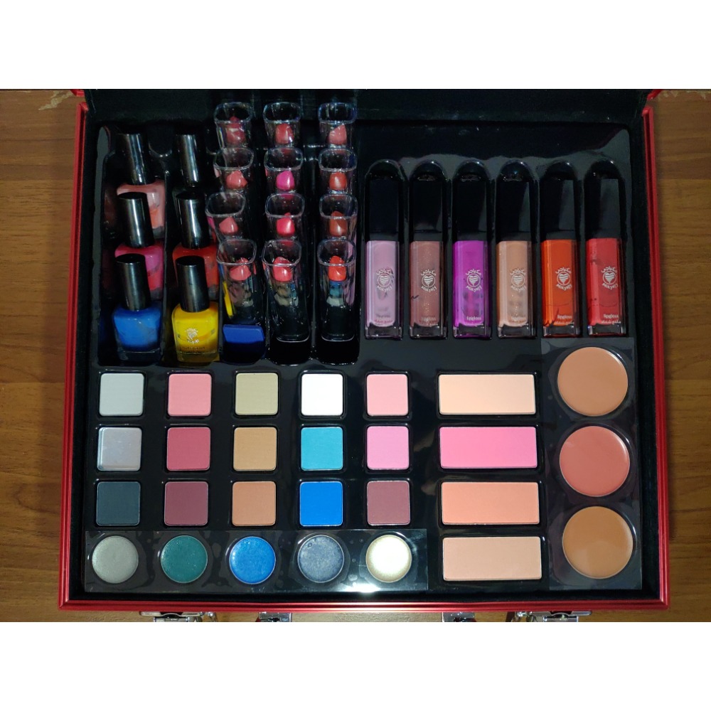 杜拜名牌Mikyajy手提紅色化妝箱、網紅熱銷款、全套彩妝、附鎖含燈多功能彩妝手提箱-細節圖6