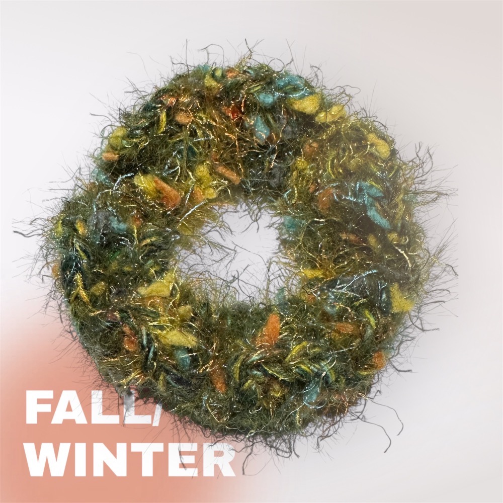 *櫻未央*秋冬款-毛線編織手作髮圈 大腸圈（聖誕樹色款）-細節圖4