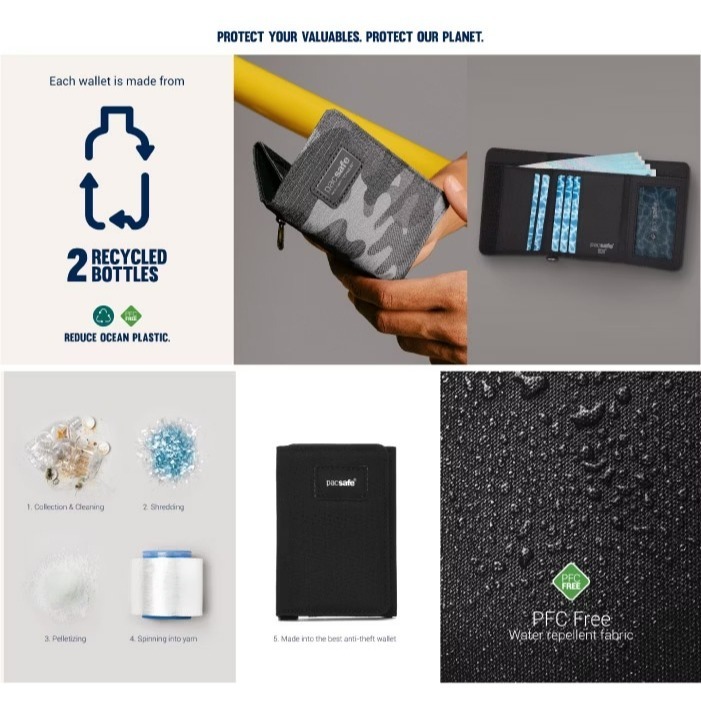 【澳洲 Pacsafe】送》RFID 防盜 三折錢包 防偷防搶 皮包 皮夾 短夾 證件 信用卡夾 11005130-細節圖8