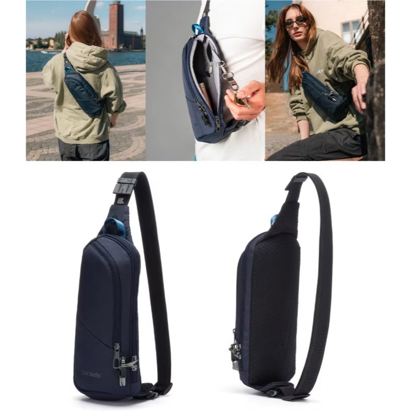 【Pacsafe】送》防盜斜背包 2.5L V Action 胸包 手機護照包 側背包 防偷防搶 皮包 60161658-細節圖2