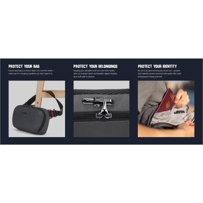 【Pacsafe】送》防盜斜肩背包 5L V RFID 胸包 防偷防搶護照包 隨身平板包 側背包 腰包 30615658-細節圖9