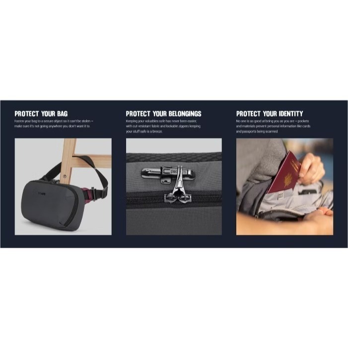 【Pacsafe】送》防盜斜肩背包 5L V RFID 胸包 防偷防搶護照包 隨身平板包 側背包 腰包 30615658-細節圖9