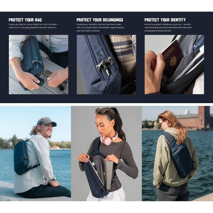 【澳洲 Pacsafe】送》防盜斜背包 10L V Tech 10吋平板 胸包 側背包 防搶防偷護照包 60221658-細節圖9