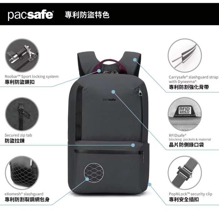 【Pacsafe】送》防盜 電腦背包 20L 15吋筆電 Metrosafe X 防搶防偷 書包 健行 30640144-細節圖3