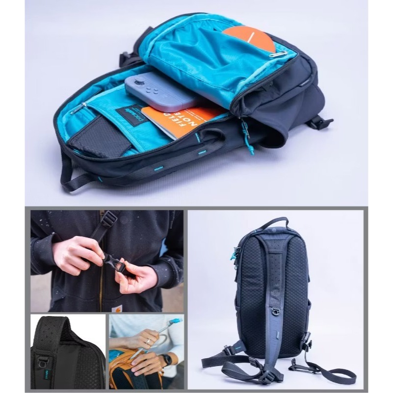 【澳洲 Pacsafe】送》防盜斜肩包 12L Sling 11吋平板 胸包 防偷 側背包 隨身皮包 41103138-細節圖9