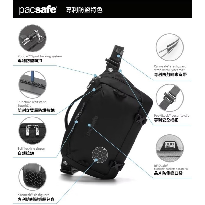 【澳洲 Pacsafe】送》防盜單肩斜背包 10L EXP 12＂ 13吋筆電 側背包 公事包 手提包 60311100-細節圖3