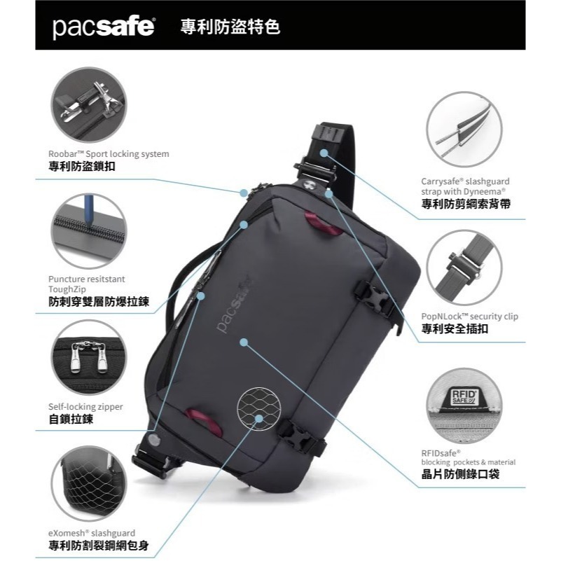 【澳洲 Pacsafe】送》防盜單肩斜背包 10L EXP 12＂ 13吋筆電 側背包 公事包 手提包 60311144-細節圖3