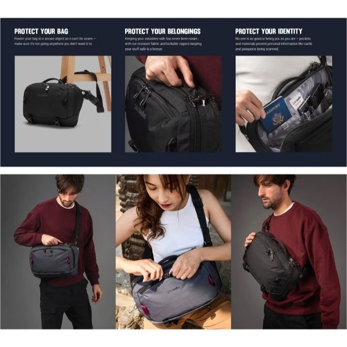 【澳洲 Pacsafe】送》防盜單肩斜背包 10L EXP 12＂ 13吋筆電 側背包 公事包 手提包 60311144-細節圖10