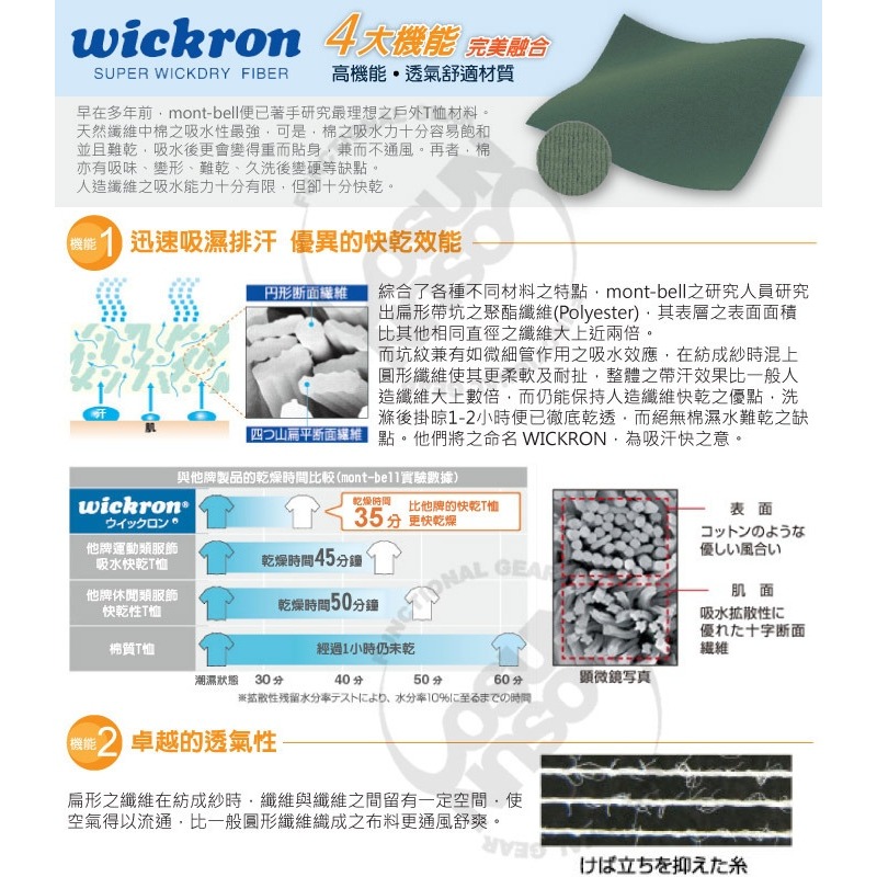 【日本 mont-bell】字母〉兒童 男童 女童 快乾圓領 短袖T恤 Wickron 排汗衣 1114484-細節圖5