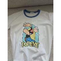 【限時優惠】Popeye 大力水手美式復古滾邊短袖 T 恤 (奶油黃/簡約白)-細節圖3