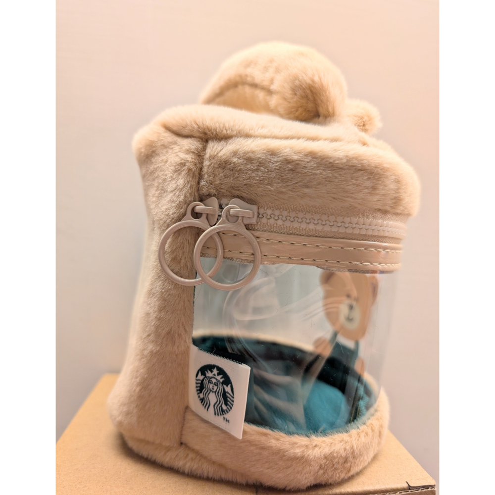 韓國代購 星巴克 限量 毛茸茸 小熊化妝包-細節圖2