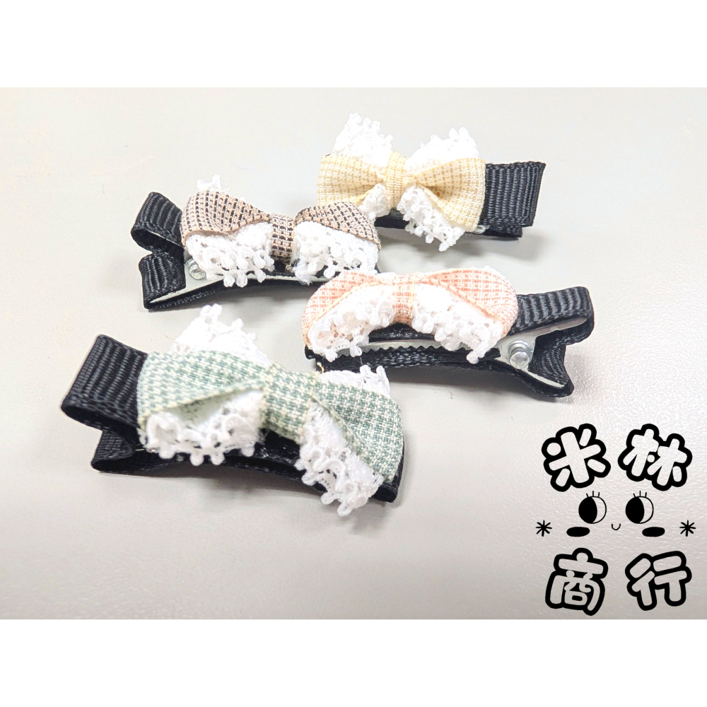 蕾絲花邊蝴蝶結 氣質髮夾 兒童髮夾 汗毛夾 頭飾 ♫米林商行♬-細節圖4