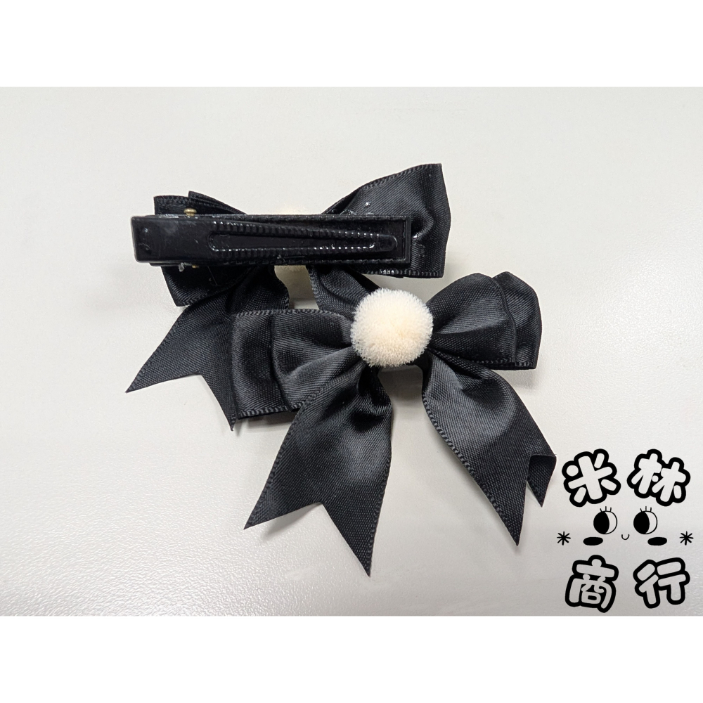 蝴蝶結毛球髮夾 汗毛夾 氣質 兒童髮夾 頭飾 2入 ♫米林商行♬-細節圖2