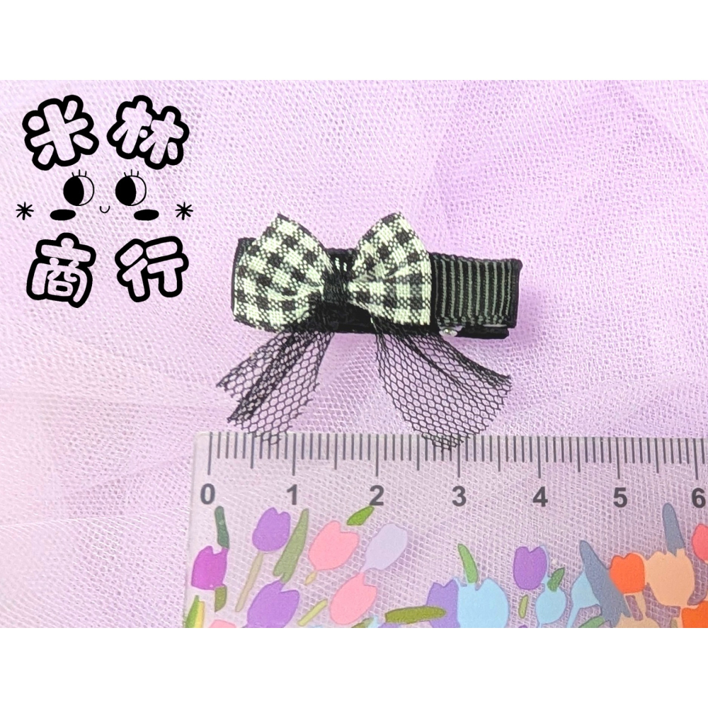 網紗格紋蝴蝶結 兒童髮夾 汗毛夾 頭飾 ♫米林商行♬-細節圖2