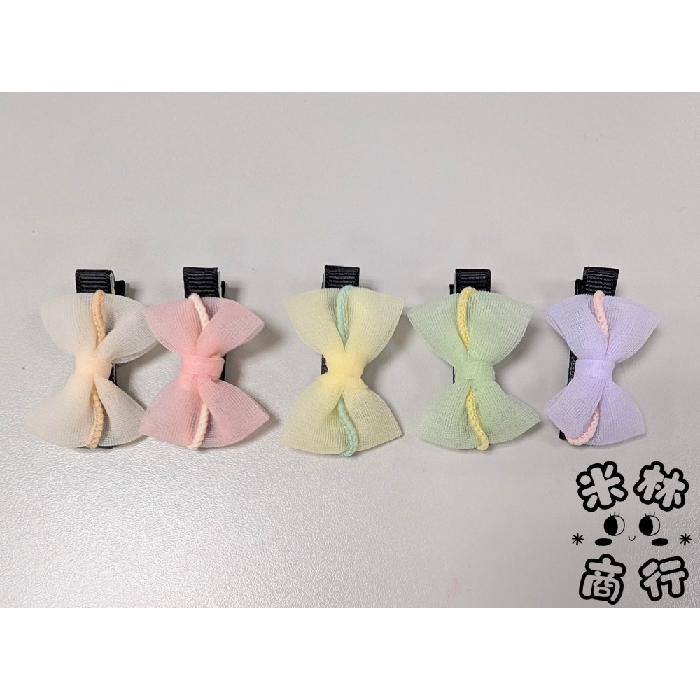 網紗線條跳色蝴蝶結 兒童髮夾 汗毛夾 頭飾 ♫米林商行♬-細節圖2