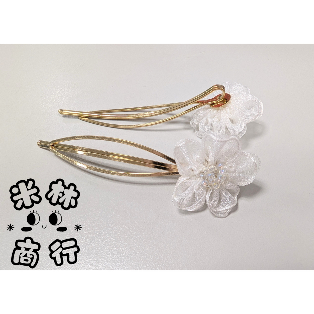 小白花 髮夾 汗毛夾 頭飾 氣質髮飾 ♫米林商行♬-細節圖4