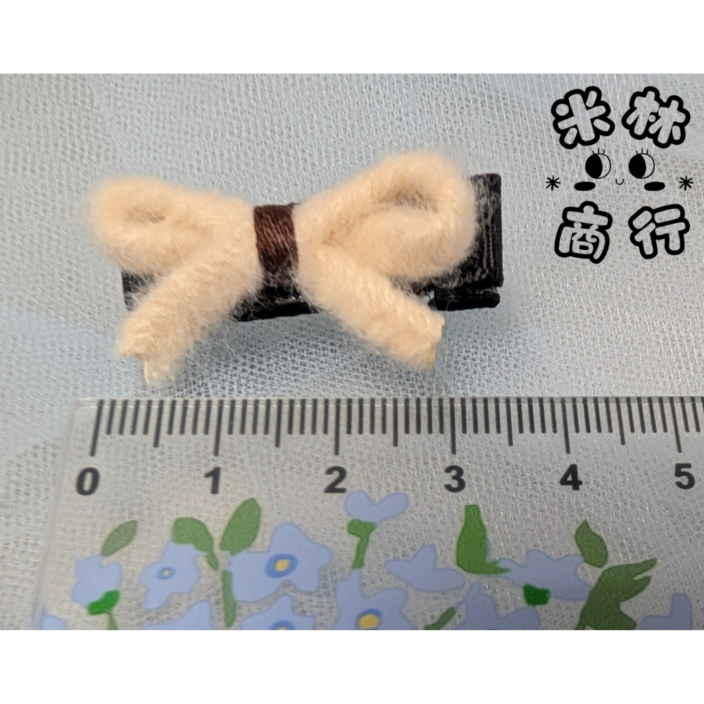 毛絨蝴蝶結 兒童髮夾 汗毛夾 頭飾 2入一組 ♫米林商行♬-細節圖4