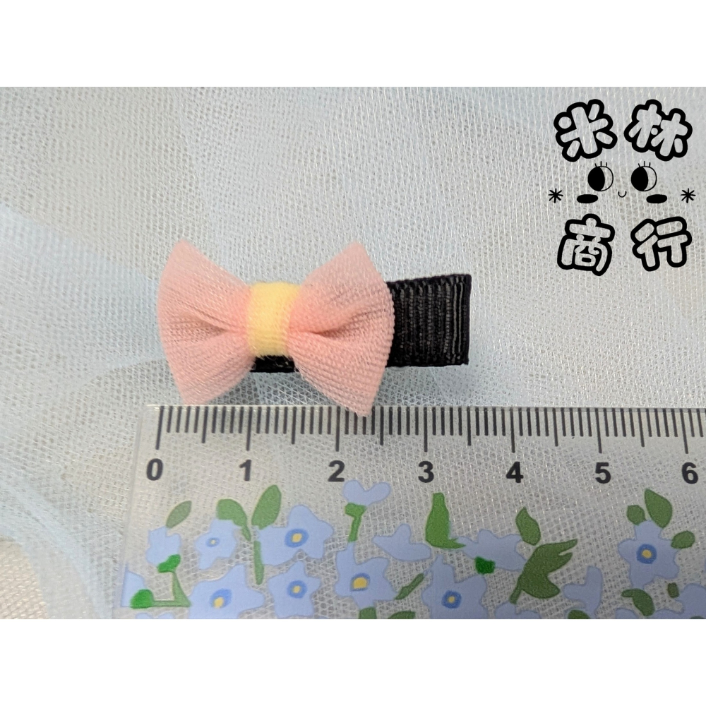 網紗跳色蝴蝶結 兒童髮夾 汗毛夾 頭飾 ♫米林商行♬-細節圖2