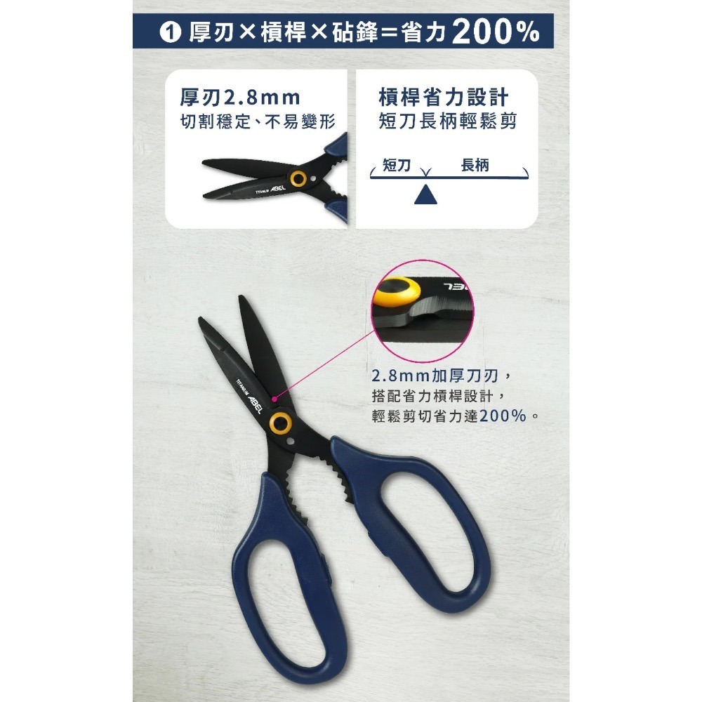 【本丸子文具小舖】力大牌 60086砧鋒雙曲率鈦金屬萬用剪刀7.1＂附蓋 鈦金屬剪刀 金屬剪刀-細節圖2