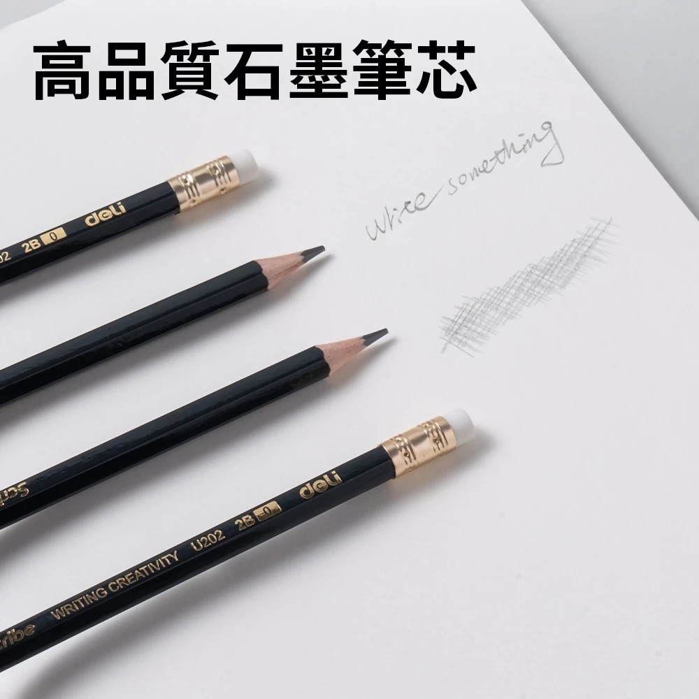 【本丸子文具小舖】得力 六角皮頭2B鉛筆12支入 2B鉛筆-細節圖2