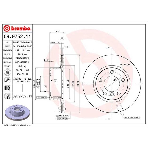 [BW汽材] BMW E87 E90 Brembo  原廠煞車碟盤 前盤 一組2片-細節圖3