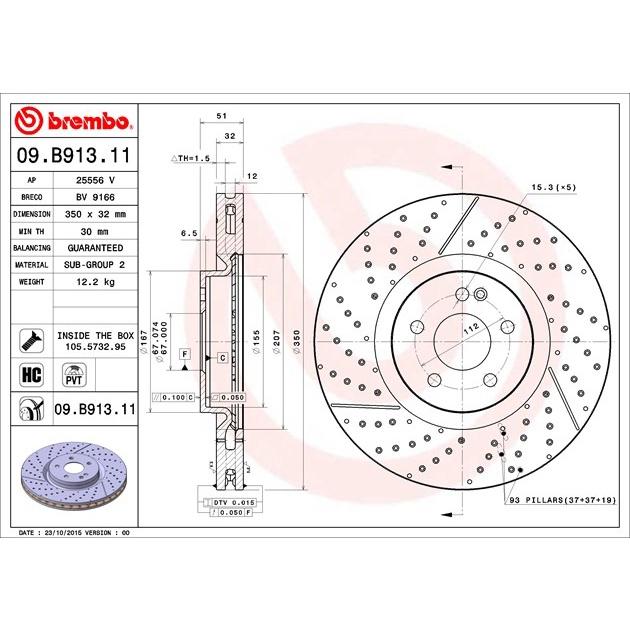 [BW汽材] BENZ W176 C117 X156 Brembo 打洞 原廠煞車碟盤 前盤 一組2片-細節圖3