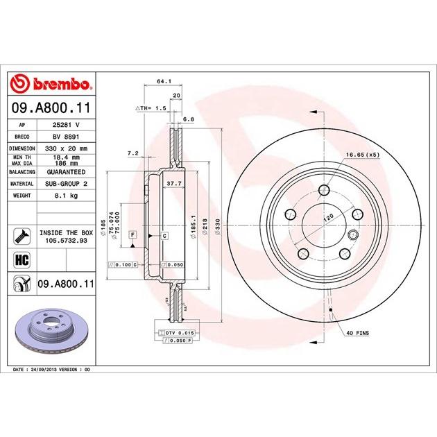 [BW汽材] BMW F10 F18 Brembo  原廠煞車碟盤 後盤 一組2片-細節圖3