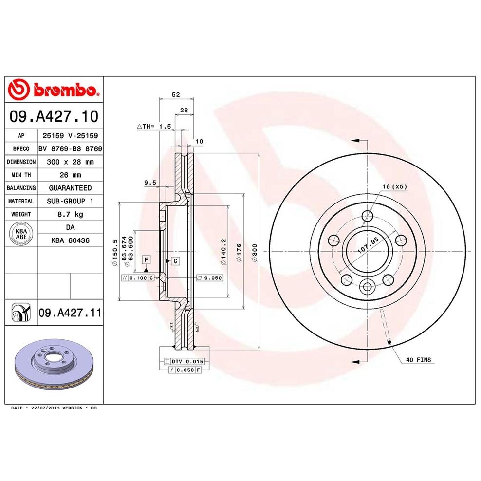 [BW汽材] 福特 FORD MONDEO 2.0 TDC 300面 Brembo 原廠煞車碟盤 前盤 一組2片-細節圖2