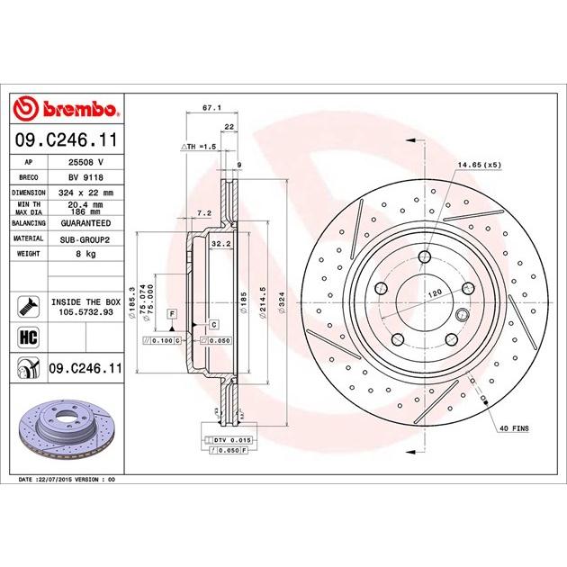 [BW汽材] BMW E81 E87 E90 E91 E92 E93 Brembo  原廠煞車碟盤 後盤 一組2片-細節圖3